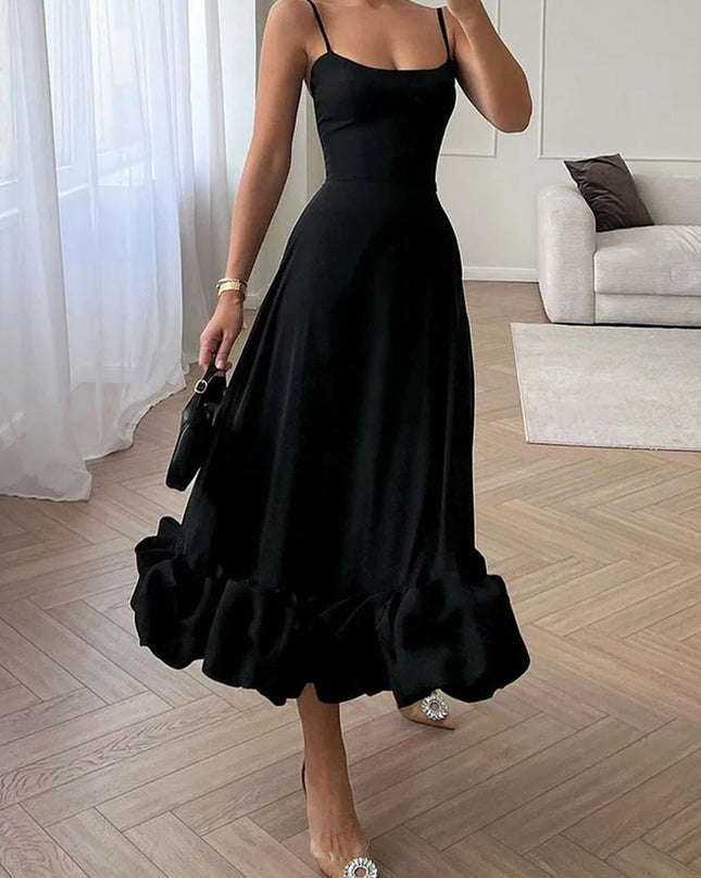 Sling Ball Large Skirt Solid Color Dress Women