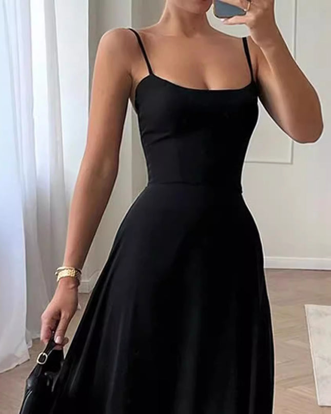 Sling Ball Large Skirt Solid Color Dress Women