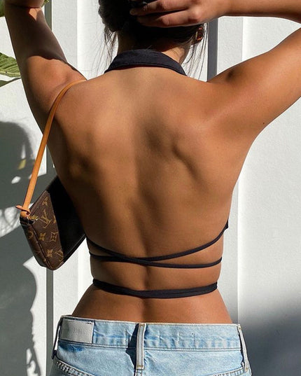 Small Vest Fashion Lace-Up Outer Wear Sexy Crop Top Women's Clothing