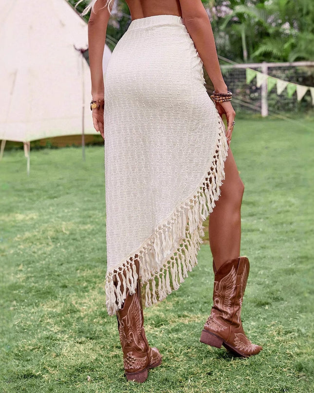 Tassel Beach Hollow Irregular Skirt Sexy