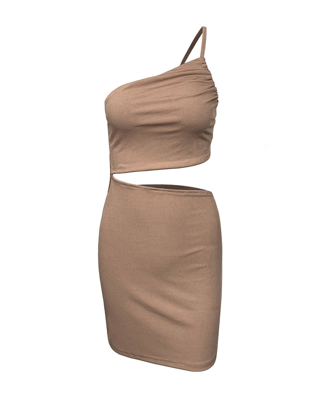 Design Sense Niche Shoulder Drawstring Dress Women
