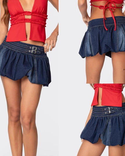 Niche Bud Low Waist Denim Skirt