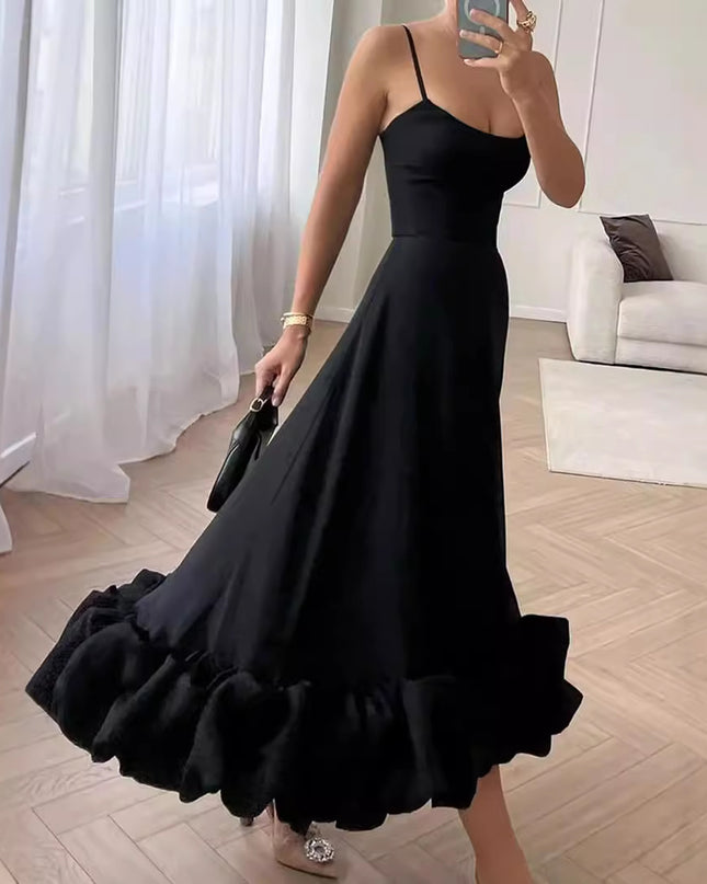 Sling Ball Large Skirt Solid Color Dress Women