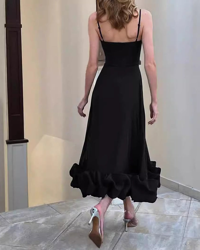Sling Ball Large Skirt Solid Color Dress Women