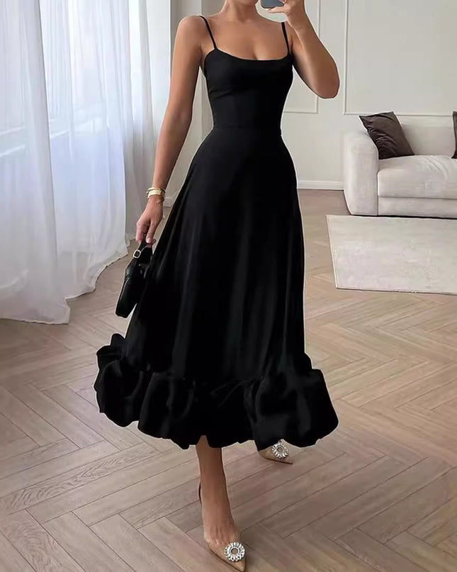 Sling Ball Large Skirt Solid Color Dress Women