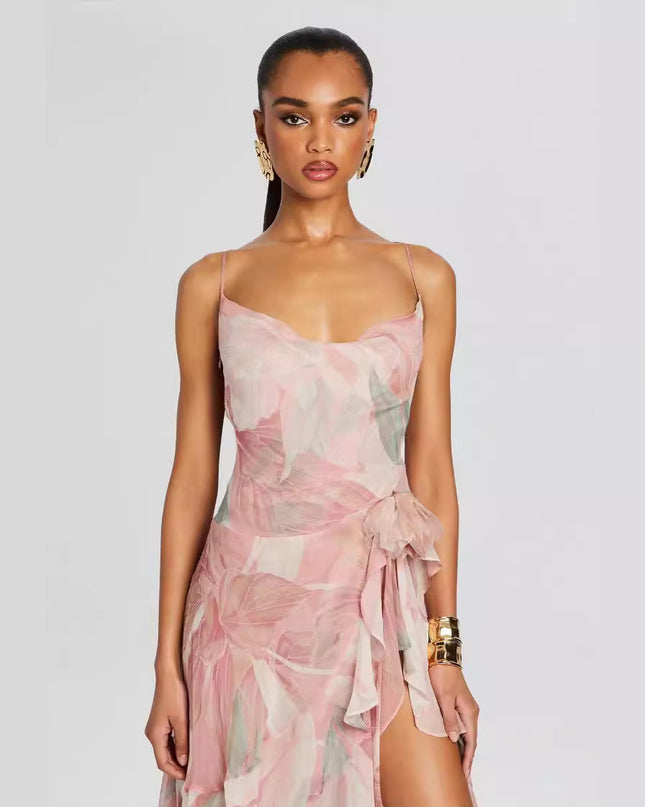 Women's Irregular Oblique Ruffled Skirt With Suspenders