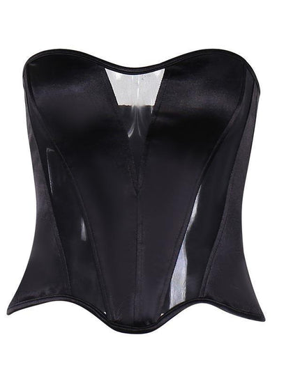 Cold-shoulder Mesh Stitching Waist Top