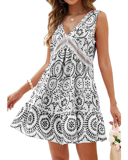 Boho V-Neck Beach Dress – Sleeveless & Flowy for Summer Days